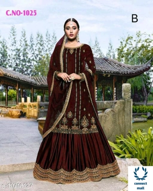 Trendy Alluring Sharara - Free Size, Maroon, Georgette, Embellished, Pack of:1